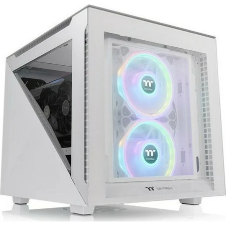 Thermaltake Divider 200 TG Snow Micro Chassis Gaming Micro Tower Κουτί Υπολογιστή με Πλαϊνό Παράθυρο και RGB Φωτισμό Λευκό