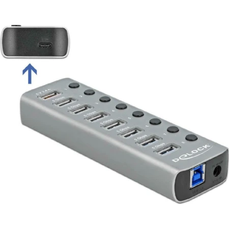 DeLock 9 Port USB 3.2 Gen 1 Hub with 1x USB Type-C PD 3.0 Port