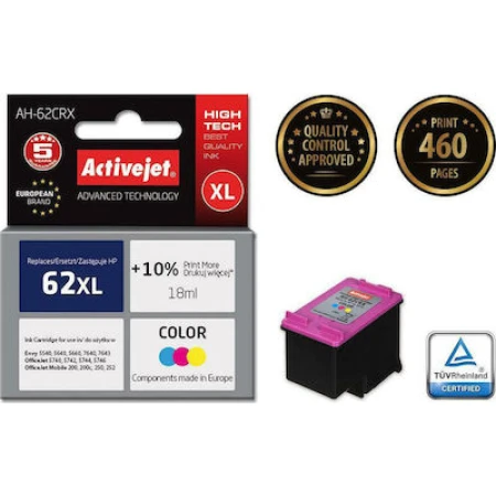 Active Jet Συμβατό Μελάνι Εκτυπωτή InkJet HP 62XL C2P07AE 460 Σελίδων 18ml Πολλαπλό (Color)