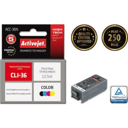 Active Jet Συμβατό Μελάνι Εκτυπωτή InkJet Canon CLI-36 Πολλαπλό (Color) / Μαύρο