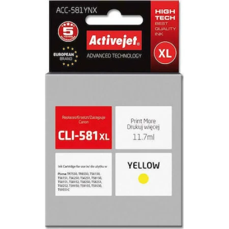Active Jet Συμβατό Μελάνι Εκτυπωτή InkJet Canon CLI-581XL 11.7ml Κίτρινο
