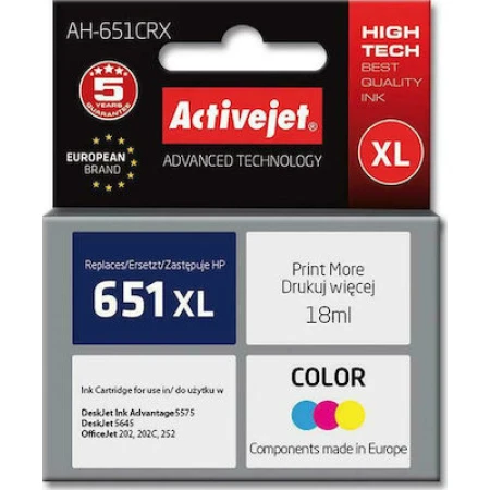 Active Jet Συμβατό Μελάνι Εκτυπωτή InkJet HP 651XL C2P11AE 330 Σελίδων 18ml Πολλαπλό (Color)