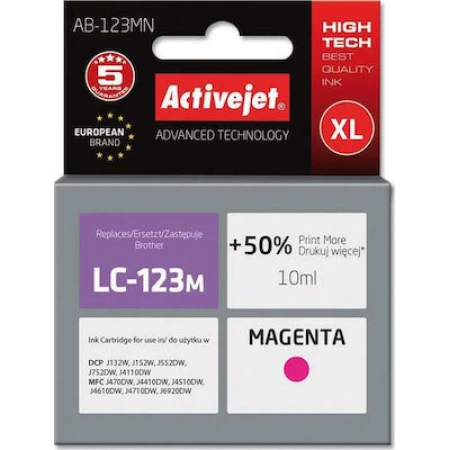 Active Jet Συμβατό Μελάνι Εκτυπωτή InkJet Brother LC123M/LC121M 10ml Ματζέντα