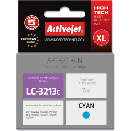 Active Jet Συμβατό Μελάνι Εκτυπωτή InkJet Brother LC-3213C 7ml Κυανό