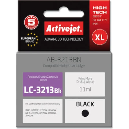 Active Jet Συμβατό Μελάνι Εκτυπωτή InkJet Brother LC-3213BK 11ml Μαύρο