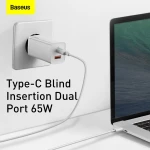 Baseus Φορτιστής Χωρίς Καλώδιο με Θύρα USB-A και Θύρα USB-C Λευκός (CCGAN2L-B02) - Image 3