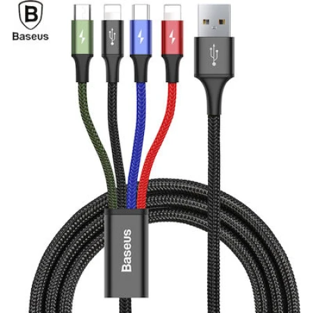Baseus Rapid Series Braided USB to Lightning / Type-C / micro USB Cable 3.5A Πολύχρωμο 1.2m (CA1T4-A01)