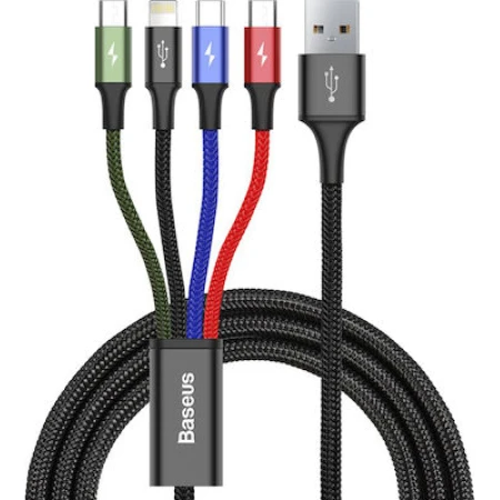 Baseus Rapid Series Braided USB to Lightning / Type-C / micro USB Cable 3.5A Πολύχρωμο 1.2m (CA1T4-B01)