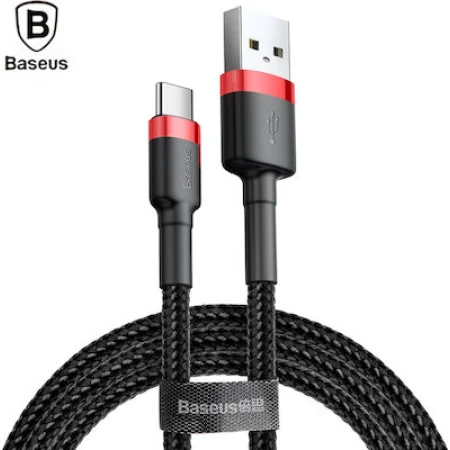 Baseus Cafule Braided USB 2.0 Cable USB-C male - USB-A male Black/Red 3m (CATKLF-U91)