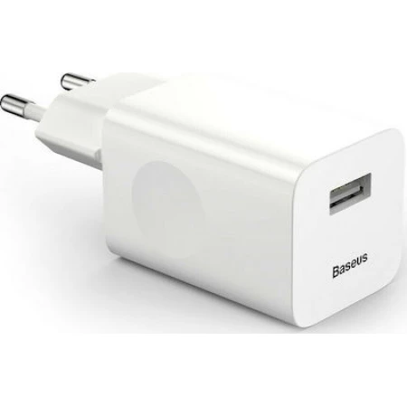 Baseus Φορτιστής Χωρίς Καλώδιο με Θύρα USB-A 24W Quick Charge 3.0 Λευκός (CCALL-BX02)