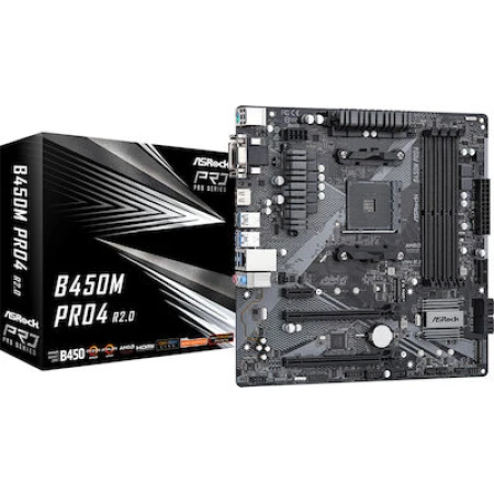 ASRock B450M-Pro4 R2.0 Motherboard Micro ATX με AMD AM4 Socket