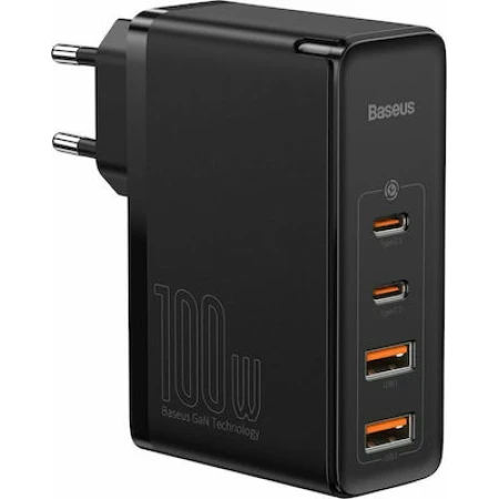 Baseus Φορτιστής Χωρίς Καλώδιο με 2 Θύρες USB-A και 2 Θύρες USB-C 100W Quick Charge 4+ Μαύρος (CCGAN2P-L01)