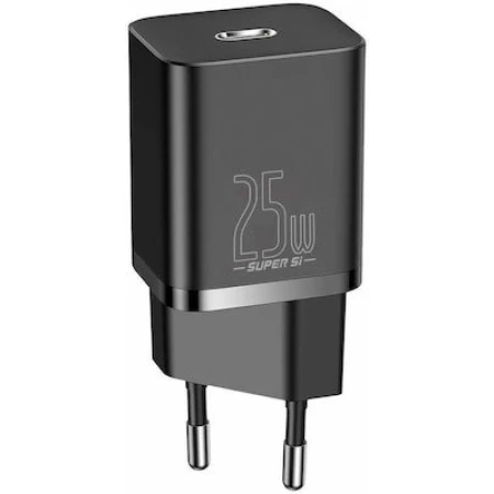 Baseus Φορτιστής Χωρίς Καλώδιο με Θύρα USB-C 25W Μαύρος (Super Si 1C)