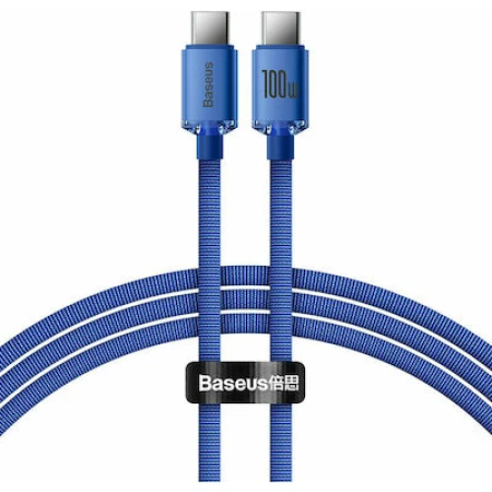 Baseus Crystal Shine Braided USB 2.0 Cable USB-C male - USB-C male Μπλε 1.2m (CAJY000603)