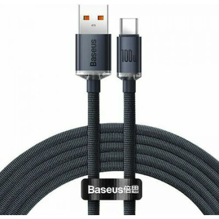 Baseus Crystal Shine Braided USB 2.0 Cable USB-C male - USB-A male Μαύρο 2m (CAJY000501)