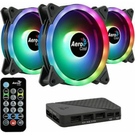 Aerocool Duo 12 Pro RGB Case Fan 120mm με Σύνδεση 6-Pin 3τμχ