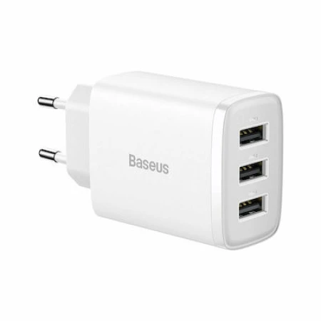 Baseus Φορτιστής Χωρίς Καλώδιο με 3 Θύρες USB-A 17W Λευκός (CCXJ020102)