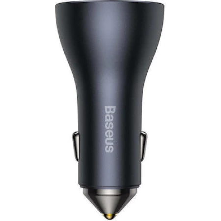 Baseus Φορτιστής Αυτοκινήτου Γκρι Golden Contactor Pro με Θύρες: 1xUSB 2xType-C