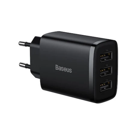 Baseus Φορτιστής Χωρίς Καλώδιο με 3 Θύρες USB-A 17W Μαύρος (CCXJ020101)