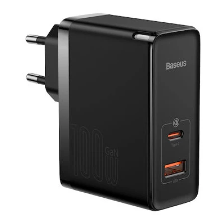 Baseus Φορτιστής Χωρίς Καλώδιο με Θύρα USB-A και Θύρα USB-C 100W Power Delivery / Quick Charge 4+ Μαύρος (CCGP090201)