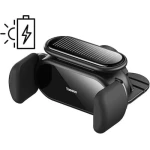Baseus Βάση Κινητού Αυτοκινήτου Steel Cannon Pro solar με Ρυθμιζόμενα Άγκιστρα και Ασύρματη Φόρτιση Μαύρη - Image 1