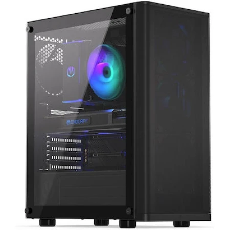 Endorfy Ventum 200 Air Gaming Midi Tower Κουτί Υπολογιστή με Πλαϊνό Παράθυρο Μαύρο