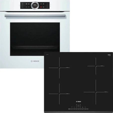 Bosch HBG634BW1 + PIE631FB1E Φούρνος άνω Πάγκου 71lt με Επαγωγικές Εστίες Π59.5εκ. Λευκός