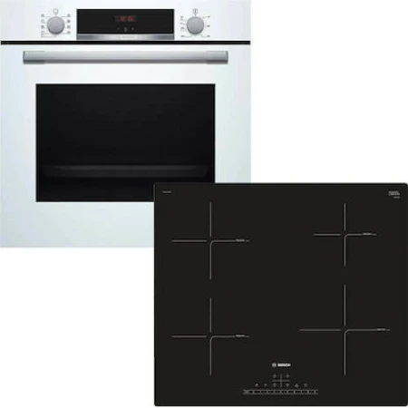 Bosch HBA534BW0 + PUE611FB1E Φούρνος άνω Πάγκου 71lt με Επαγωγικές Εστίες Π59.4εκ. Λευκός