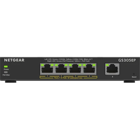 NetGear GS305EP Managed L2 PoE+ Switch με 4 Θύρες Gigabit (1Gbps) Ethernet