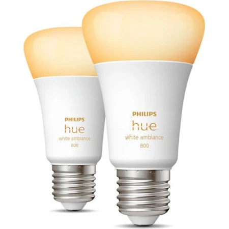 Philips Smart Λάμπες LED για Ντουί E27 και Σχήμα A60 Ρυθμιζόμενο Λευκό 806lm Dimmable 2τμχ