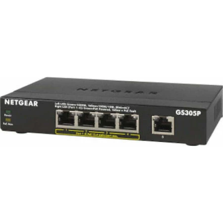 NetGear GS305P v2 Unmanaged L2 Switch με 5 Θύρες Gigabit (1Gbps) Ethernet