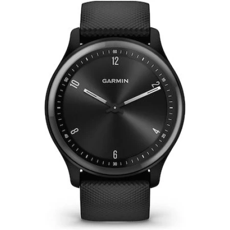 Garmin Vivomove Sport 40mm Αδιάβροχο Smartwatch με Παλμογράφο (Black Case and Silicone Band with Slate Accents)