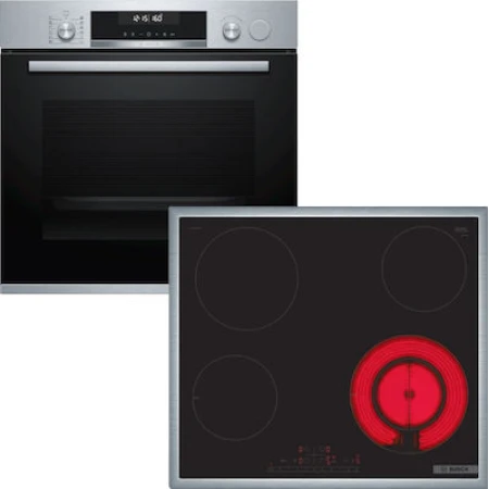 Bosch HRA518BS1 + PKF645FP3E Φούρνος άνω Πάγκου 71lt με Κεραμικές Εστίες Π59.4εκ. Inox
