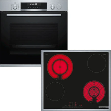 Bosch HRA518BS1 + PKG645FB2E Φούρνος άνω Πάγκου 71lt με Κεραμικές Εστίες Π59.4εκ. Inox