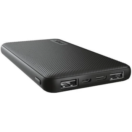 Trust Primo Ultra-thin Power Bank 10000mAh 15W με 2 Θύρες USB-A και Θύρα USB-C Μαύρο