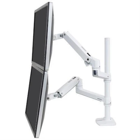 Ergotron LX Dual Stacking Επιτραπέζια Βάση για 2 Οθόνες έως 40" με Βραχίονα Λευκή