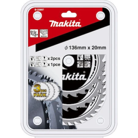 Makita Σετ Δίσκων Κοπής Ξύλου 136mm B-33897 3τμχ