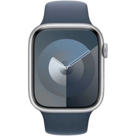 Apple Watch Series 9 Aluminium 45mm Αδιάβροχο με Παλμογράφο (Silver με Storm Blue Sport Band (M/L))