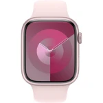 Apple Watch Series 9 Aluminium 45mm Αδιάβροχο με Παλμογράφο (Pink με Light Pink Sport Band (M/L)) - Image 1