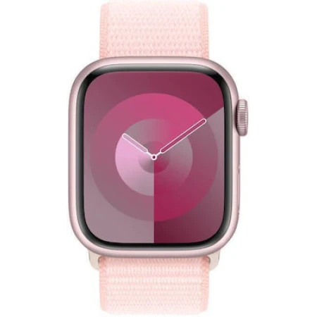 Apple Watch Series 9 Aluminium 41mm Αδιάβροχο με Παλμογράφο (Pink με Light Pink Sport Loop)