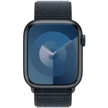 Apple Watch Series 9 Aluminium 45mm Αδιάβροχο με Παλμογράφο (Midnight με Midnight Sport Loop (M/L))