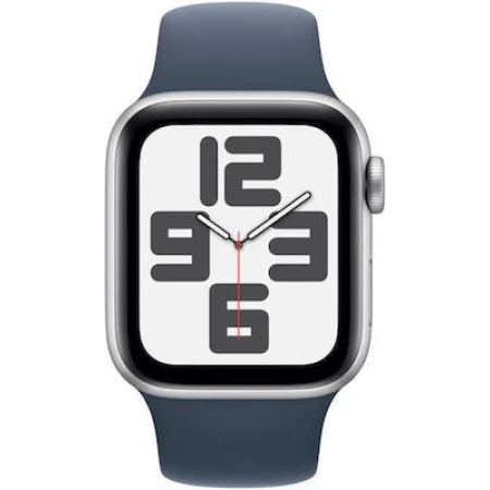 Apple Watch SE 2023 Aluminium 40mm Αδιάβροχο με Παλμογράφο (Silver με Storm Blue Sport Band (S/M))