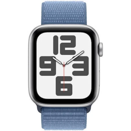 Apple Watch SE 2023 Cellular Aluminium 44mm Αδιάβροχο με Παλμογράφο (Silver with Winter Blue Sport Loop)