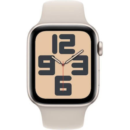 Apple Watch SE 2023 Aluminium 44mm Αδιάβροχο με Παλμογράφο (Starlight με Starlight Sport Band (S/M))