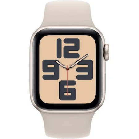 Apple Watch SE 2023 Aluminium 40mm Αδιάβροχο με Παλμογράφο (Starlight με Starlight Sport Band (S/M))