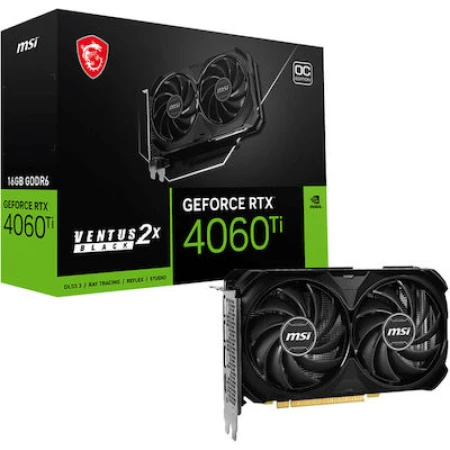 MSI GeForce RTX 4060 Ti 16GB GDDR6 Ventus 2X Black OC Κάρτα Γραφικών