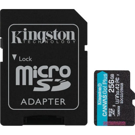 Kingston Canvas Go! Plus microSDXC 256GB Class 10 U3 V30 A2 UHS-I με αντάπτορα