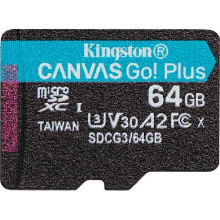 Kingston Canvas Go! Plus microSDXC 64GB Class 10 U3 V30 A2 UHS-I