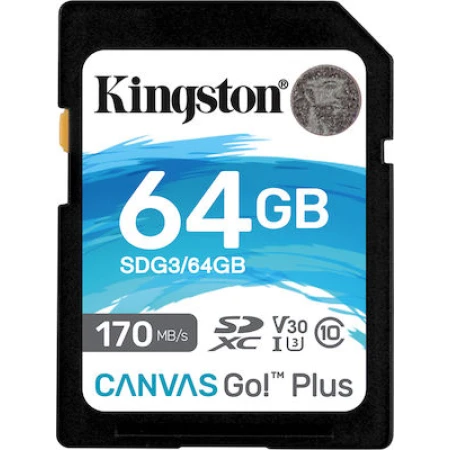 Kingston Canvas Go! Plus SDXC 64GB Class 10 U3 V30 UHS-I