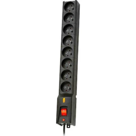 Lestar LX 810 Πολύπριζο Ασφαλείας 8 Θέσεων με Διακόπτη και Καλώδιο 3m Μαύρο